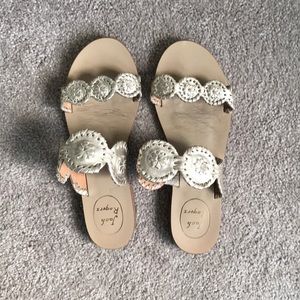 Jack Rogers in “Lauren” style, platinum color